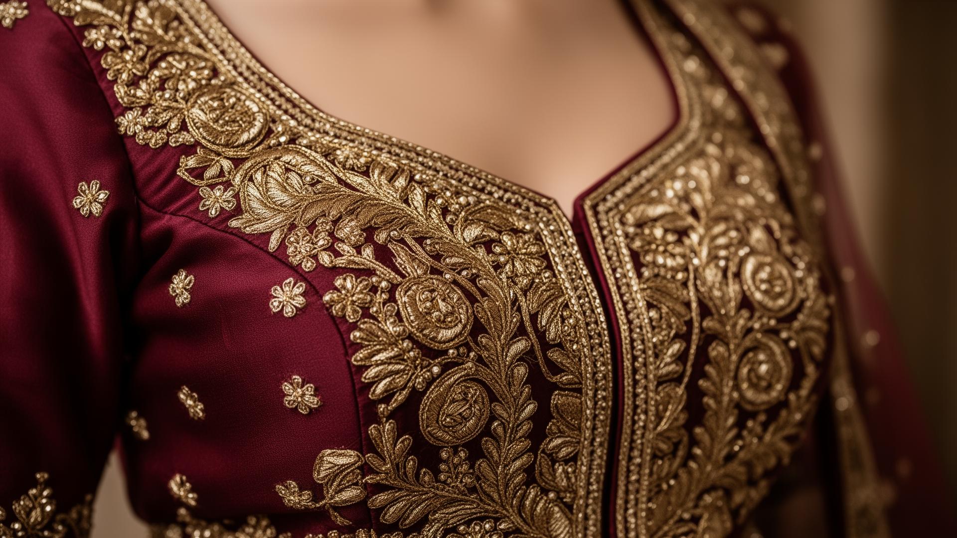 Custom hand-stitched bridal blouse by Pradhi Stitching, Ahmedabad